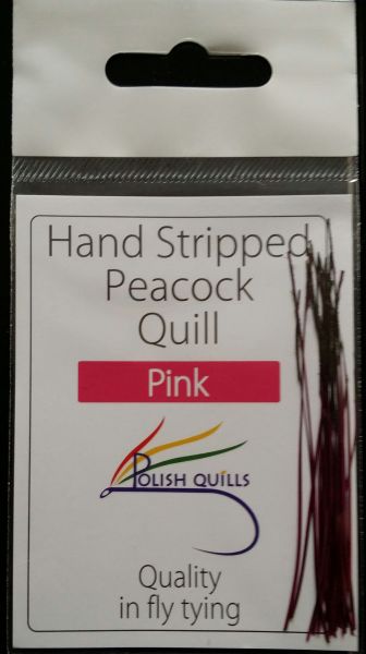 Hand Stripped Peacock Quill Pink